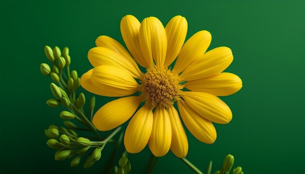 Adey Abeba Yellow Ethiopian New Year Seasonal Flower On Green Background High Quality Illustration