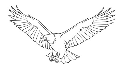 Fototapeta premium Soaring Silhouette: A majestic eagle takes flight, its powerful wings spread wide in a display of strength and freedom, representing courage and national pride.