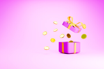 Obraz premium Pink gift box with pills for medical insurance gift