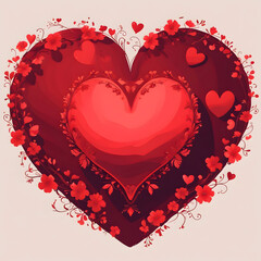 Heart Shape on Red Background Vector Illustration