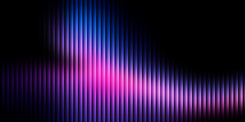 Minimal pink neon light wave flowing across dark black abstract background