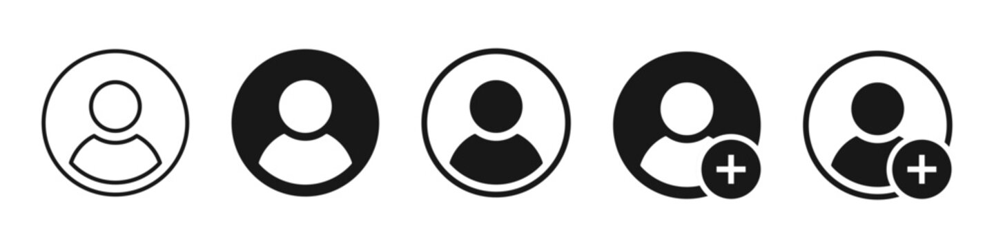 Add new user icon vector male person profile avatar with plus symbol , Avatar default user icon set. Social media user profile icon