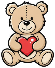 Adorable teddy bear holding red heart symbol of love for valentines day celebration PNG