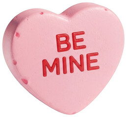Pink candy heart with be mine message, valentine love concept PNG