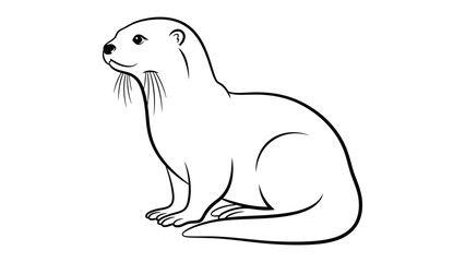 Obraz premium Otter illustration outline: A clean black and white outline of an otter, perfect for creative projects or educational materials, showcasing its distinctive features in a simple yet effective style.