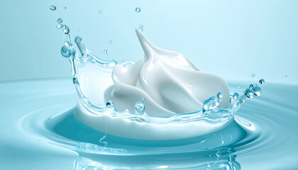 水と白いクリームが織りなすダイナミックな飛沫