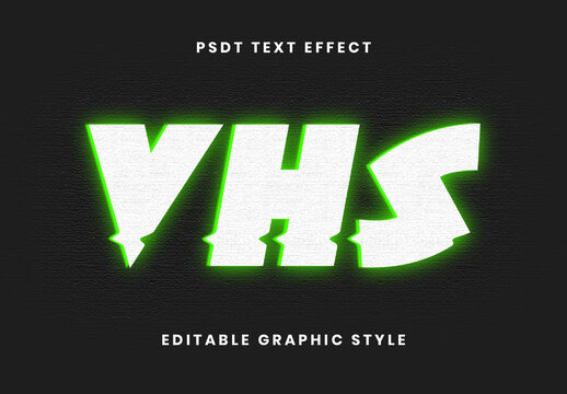 White And Green Retro Glitch VHS Scanline Text Effect