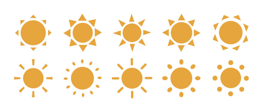 太陽のシンプルなシルエットのアイコン　ベクターの太陽のイラスト