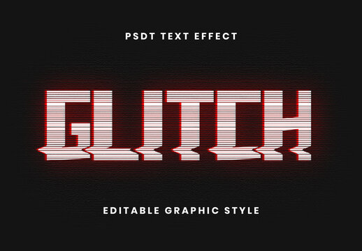 White And Red Glitch Distorted VHS Scanline Text Effect