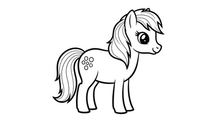 Obraz premium Adorable Pony Illustration: A charming outline illustration of a cute pony, showcasing playful features and a sweet demeanor.
