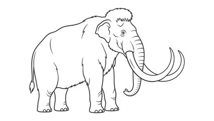 Fototapeta premium Ancient Giant: A meticulously illustrated mammoth stands, a testament to the prehistoric era, showcasing its massive size and impressive tusks.