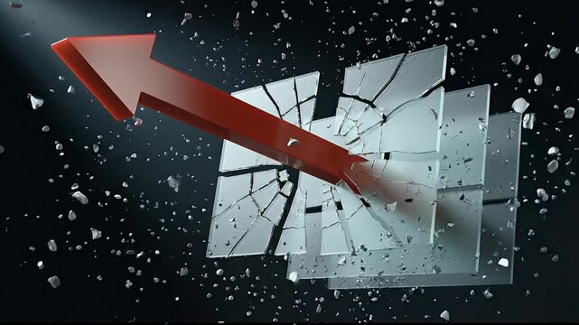 Abstract Arrow Breaking Through Barriers to Represent Strategic New Market Entry and Expansion. 