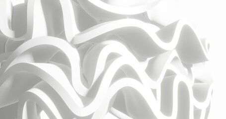 Abstract metallic curve waves background 3d render