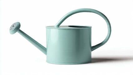 Monstera Leaves Sprout from Turquoise Watering Can

