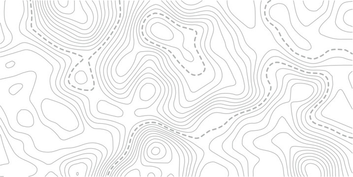 White geometric topo map wave line discovery background, topographic map pattern featuring stylized contour lines that represent elevation. Modern design with White background with topographic wavy pa