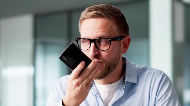 Agent Sending Voice Mesage After Sales Call In Office