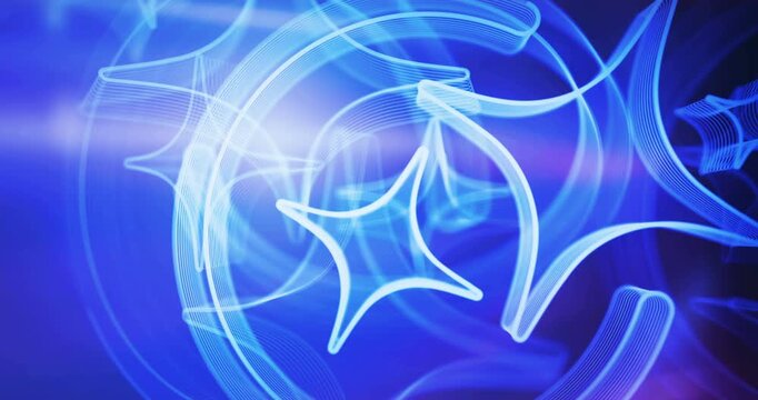 Artificial intelligence Ai symbol rotating on lights loopable background. Cyber technology abstract concept icon 3d seamless and loop animation.