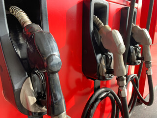 Detailed shot of a fuel dispenser nozzle