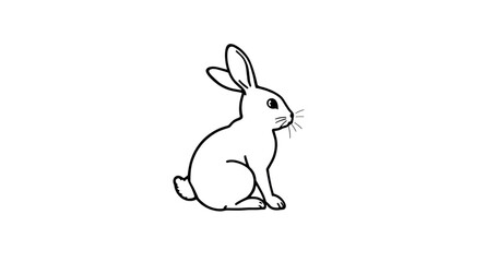 Obraz premium rabbit, bunny, hare, animal, mammal, cute, pet, wildlife, nature, farm, easter, spring, fluffy, ears, long ears, whiskers, tail, cartoon, icon, vector, illustration, outline, lineart, linear, stroke, 