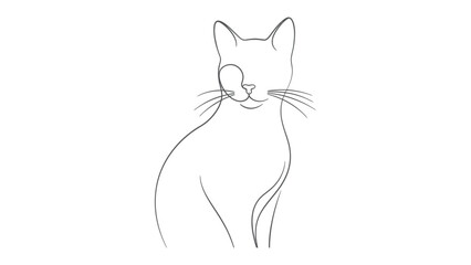 Obraz premium Elegant Whisker Serenade: A graceful line drawing of a cat, expressing a charming and minimalist aesthetic, embodying a sense of gentle poise.