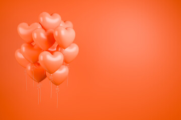 Orange balloons in heart shape for festive celebration