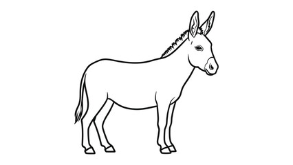 Fototapeta premium Gentle Donkey in Profile: An illustrated monochrome donkey stands in a simple pose, a symbol of nature's simple grace and the spirit of the animal world.