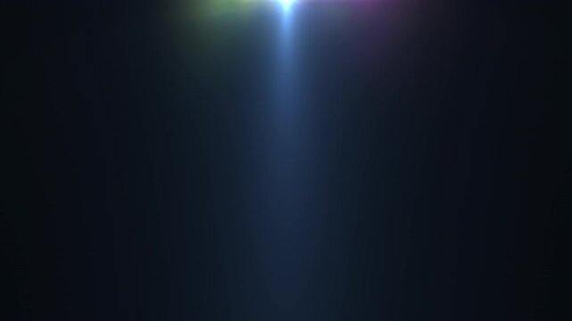 Abstract blue pink optical lens flares shine rays light burst move from top left to right abstract on black background for screen project overlay. 4K beautiful blue pink spotlight effects moving on to