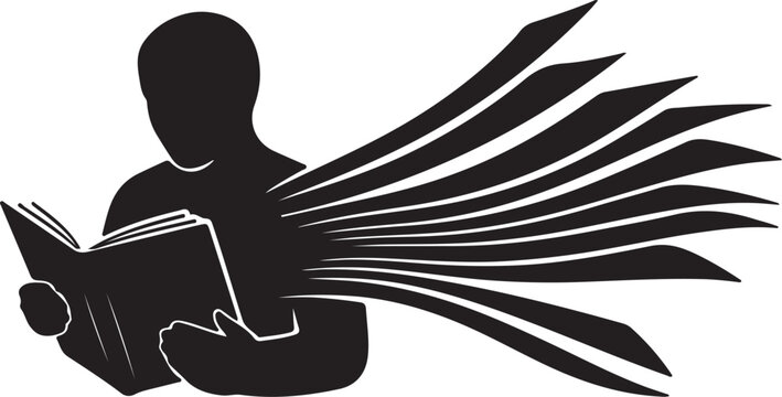 Silhouette reading book