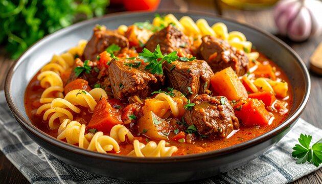 Gulasch mit Nudeln