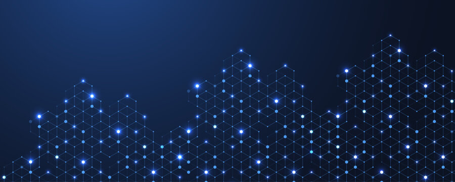 Abstract digital blockchain cube blocks concept. 3D big data cubes quantum computer technology idea. Artificial intelligence data core cubes design element