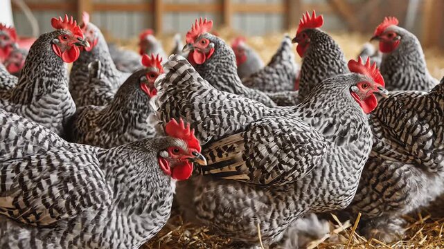 Group of chickens in barn