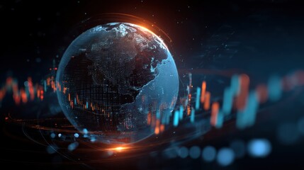Obraz premium Digital globe with financial data