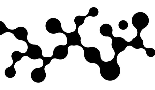 Abstract metaballs background vector with black liquid connected circle dots