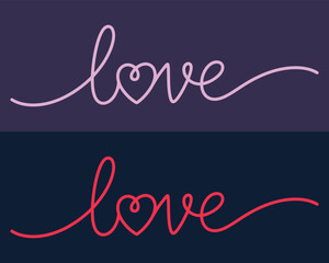 handwritten love typography with heart, love text with heart for Valentine's Day