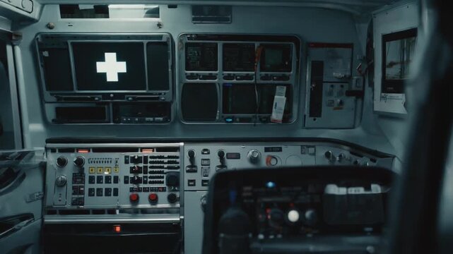 Inside an ambulance.
