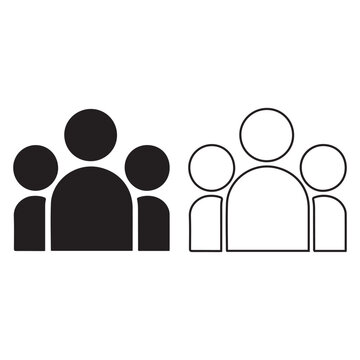 Group icon Group or community profile picture outline Family or Team Icon Set Solid and Outlined Black Silhouettes of Three-Person Group for Social and UI Design