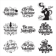 Clean Be My Valentine Heart Swirl Minimal Vector Design