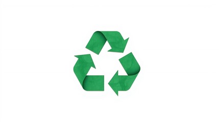 Obraz premium Green Recycling Symbol with Crumpled Paper Texture, Eco Friendly Sustainability Concept