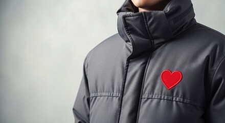 The outer fabric of this winter coat features a heart shape.