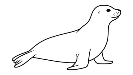 Obraz premium Playful Marine Marvel: A captivating illustration of a streamlined seal, its sleek form poised with grace and curiosity. The image emphasizes the elegance of aquatic life.