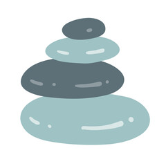 Vector illustration of stacked smooth stones in a flat design. Isolated relaxation and balance object.
