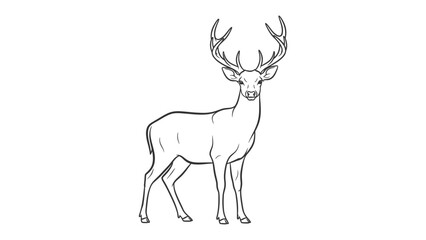 Obraz premium Majestic Deer Silhouette: A detailed illustration of a magnificent deer, its impressive antlers poised in a display of natural grandeur. 