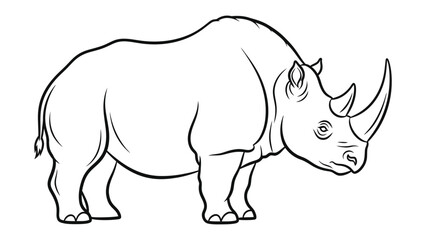 Fototapeta premium The Regal Rhino: A majestic rhino stands tall, its powerful form outlined with bold, clean lines, emphasizing its strength and iconic horn.
