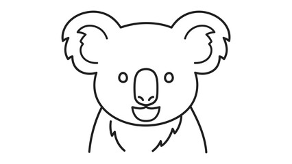 Fototapeta premium Koala Portrait: A simple yet charming outline of a koala, the iconic marsupial, captured with clean lines and a friendly expression. This illustration highlights the adorable features of the koala.