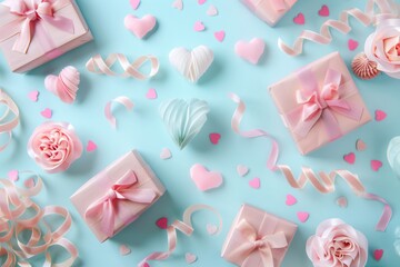 Gifts, hearts, and roses celebrating valentine's day love