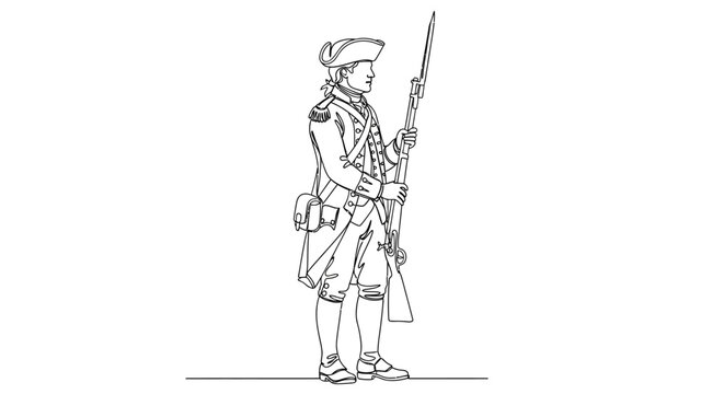 revolutionary war soldier standing with rifle