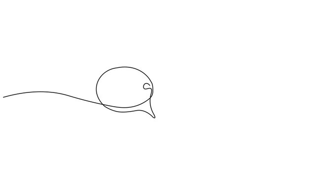 Minimalist Speech Bubble Continuous Line Drawing. Single Line Art Communication Icon Vector. Dialog Cloud Chat Symbol for Messenger and Social Media Design. Linear Path Art