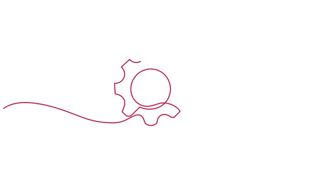 One Line Drawing of Gear Icon. Continuous Line Art Mechanical Wheel Vector. Minimalist Cogwheel Graphic for Technology and Innovation Branding. Simple Industrial Line Illustration