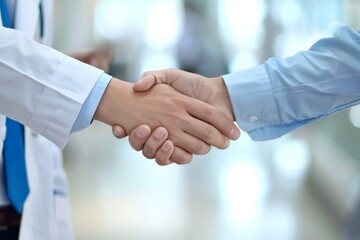 Doctor and patient handshaking creating trust and partnership