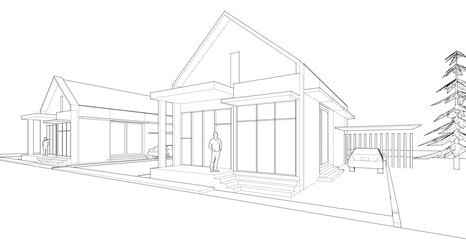 Fototapeta premium residential architecture townhouse 3d illustration